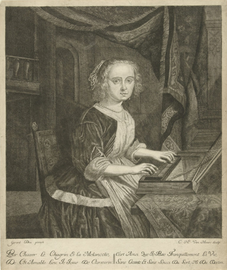 A Young Woman Playing a Clavichord - The Leiden Collection